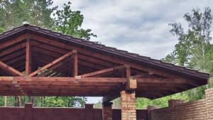 Carport with an elongated slope